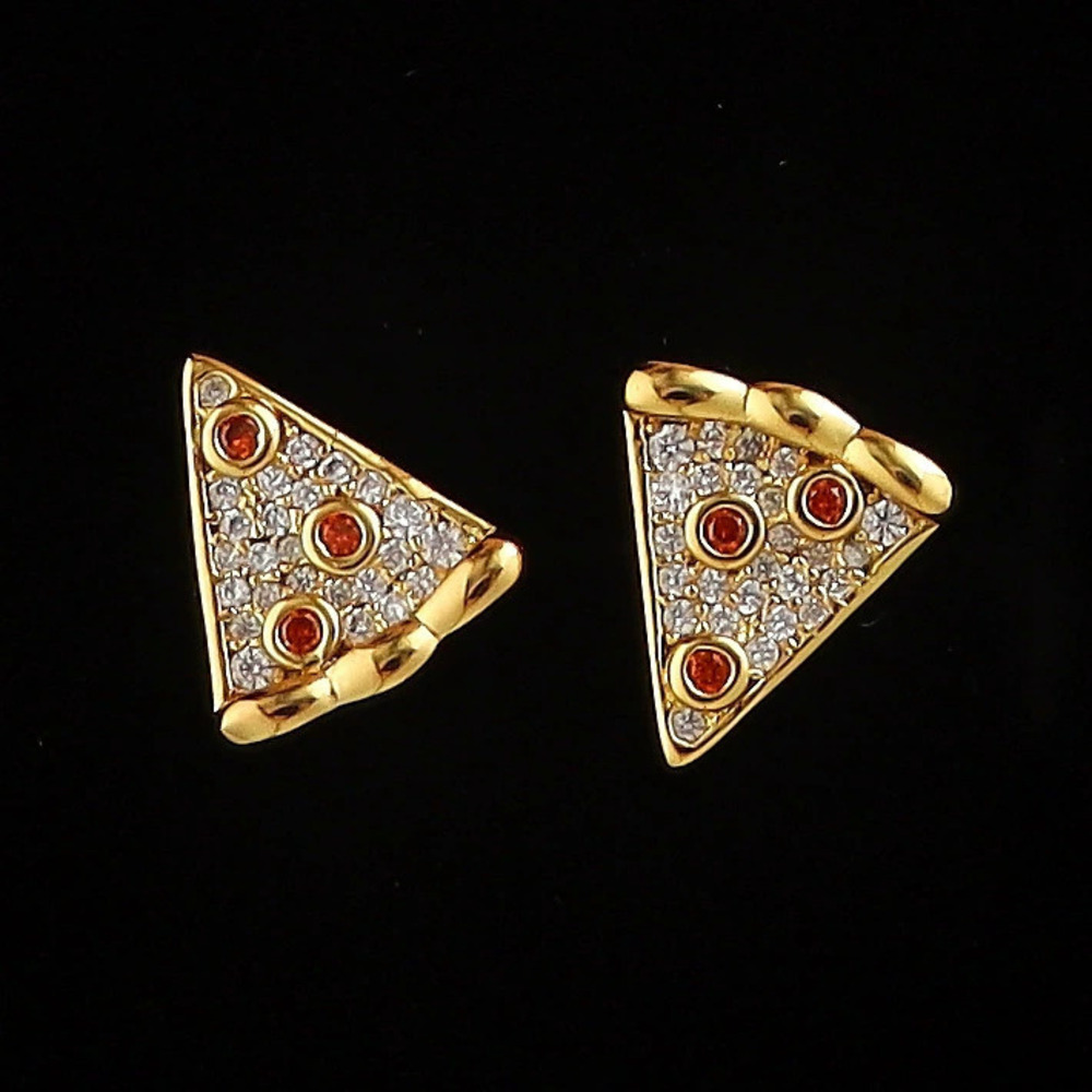 Kendra Scott Pizza Shaped Rhinestone Metal Earrings